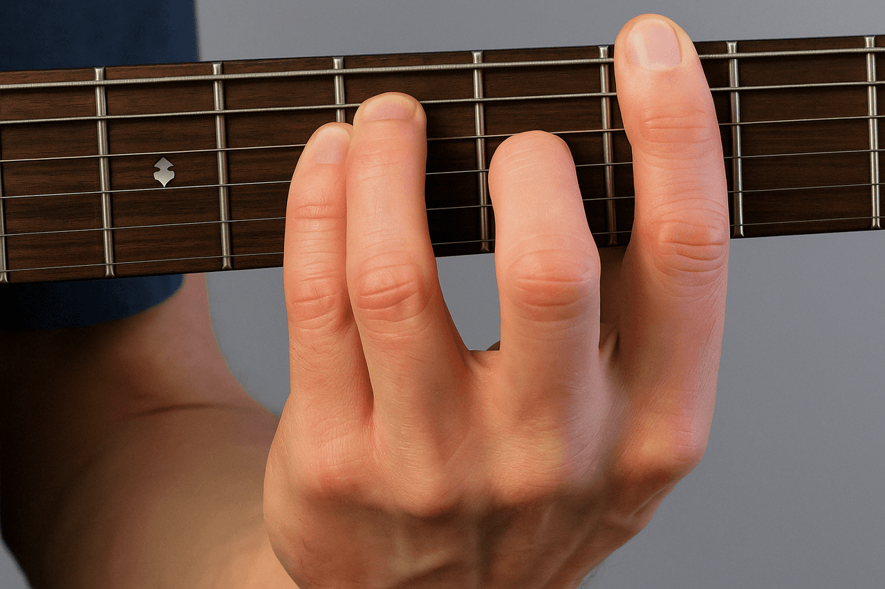 Positie vingers bij het gitaar spelen